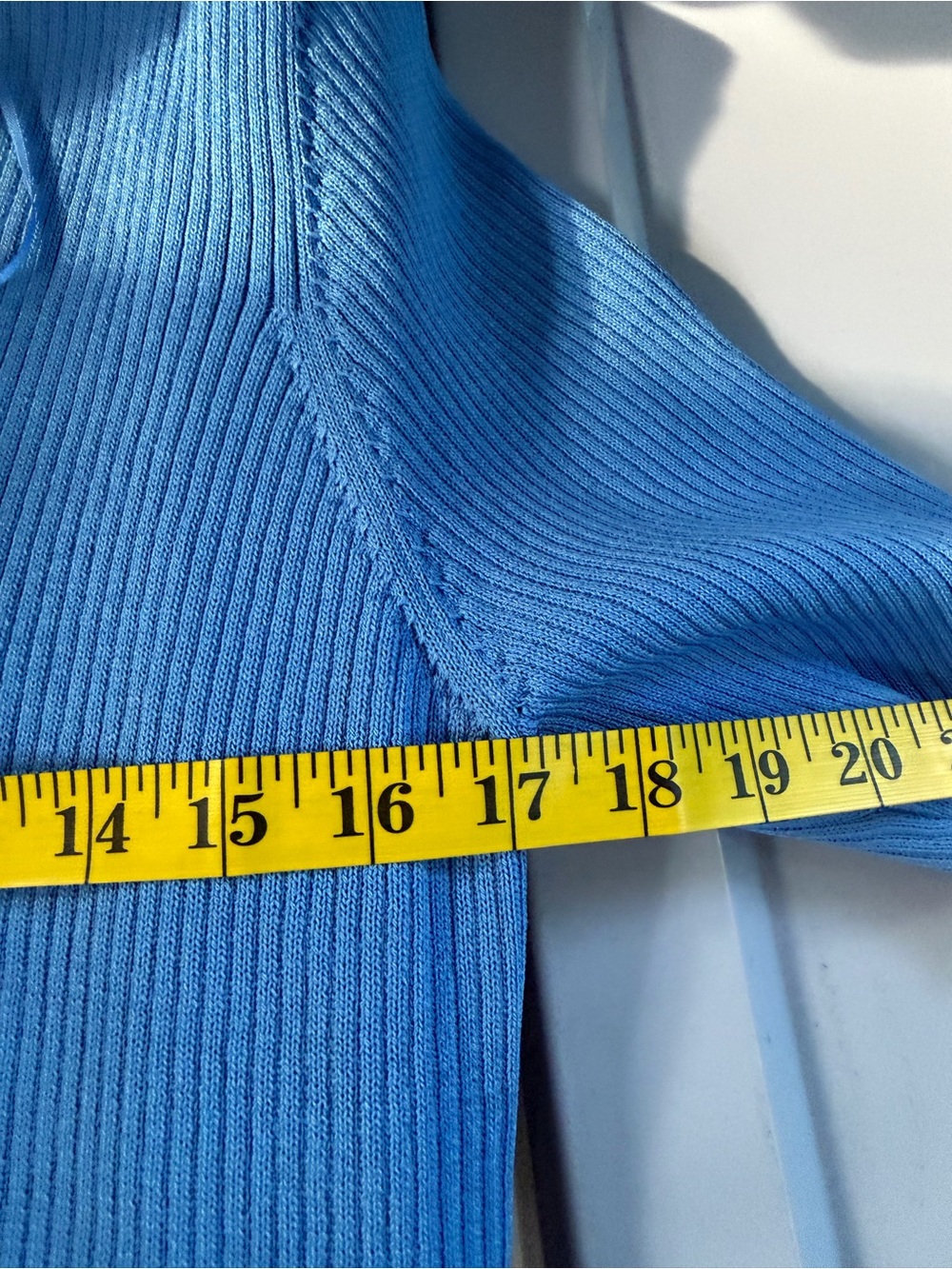 Tahari Bright Blue Ribbed Button-Front Top - Picture 8 of 9